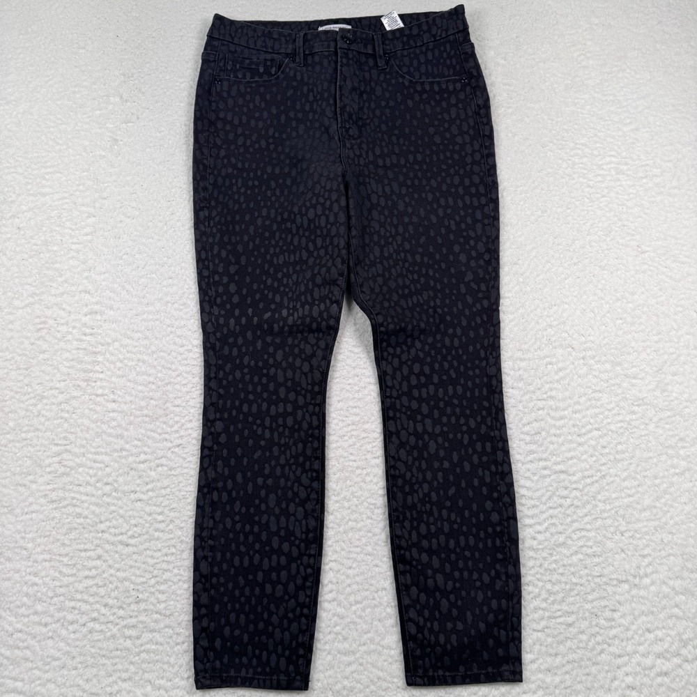 Good American Good Legs Crop Jeans Womens 12/13 Animal Print Denim Black Gray